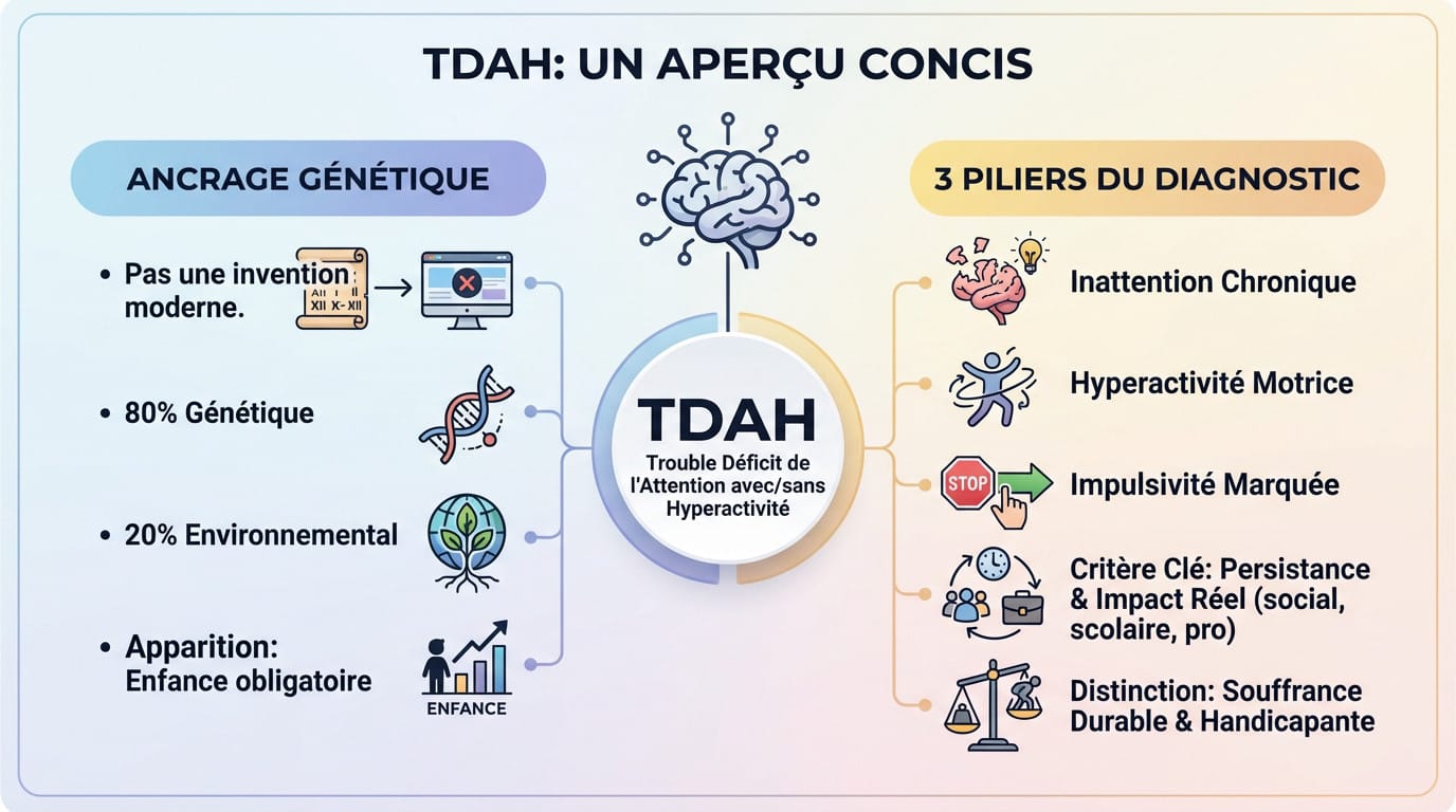 Représentation visuelle des bases neurologiques et génétiques du TDAH